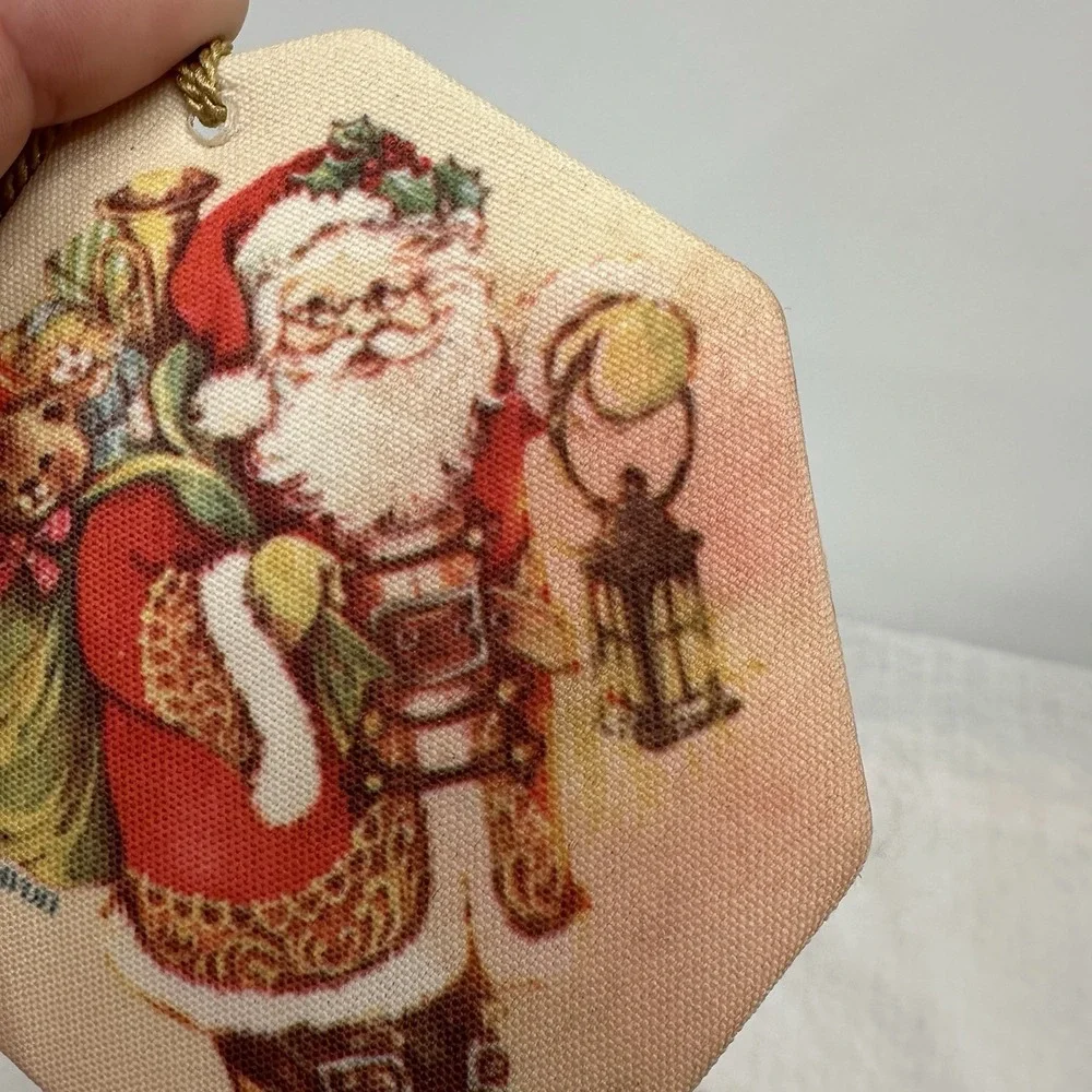 Set of 3 Avon‎ Double Sided Snowman Angel Santa Mrs Fabric Christmas Ornament